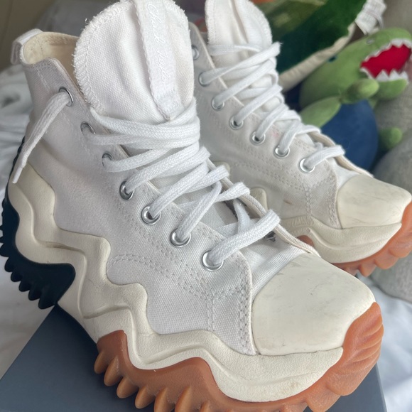 Converse White and Black High-Top Sneakers - Picture 3 of 5